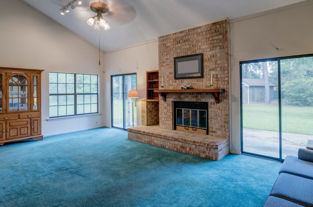 living room with sliding door